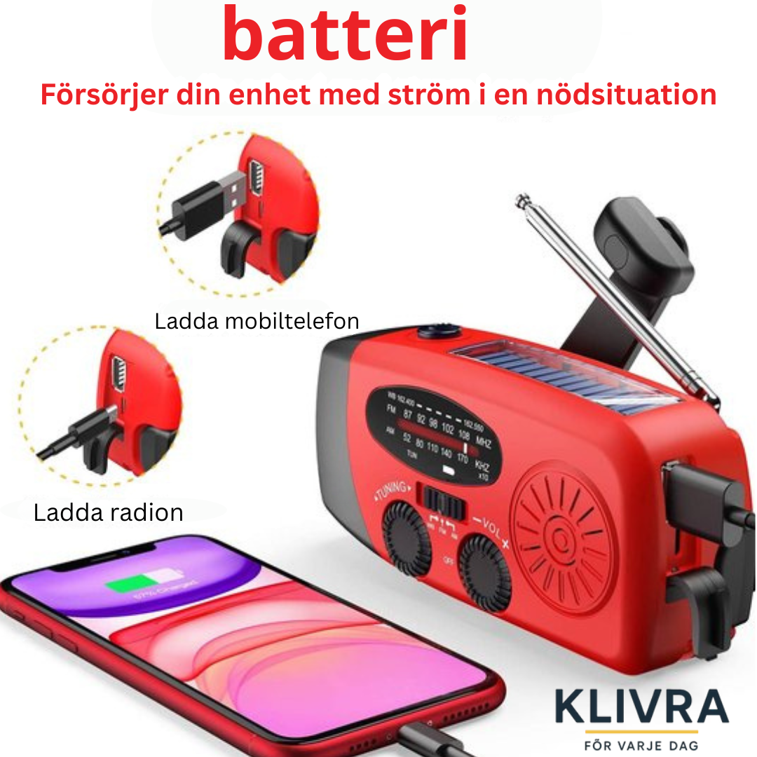 KrisRadio™ – Allt du behöver i en kris: radio, ljus och powerbank