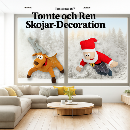 TomteKrasch™ – Jultomten och renar som kraschar genom fönstret dekoration